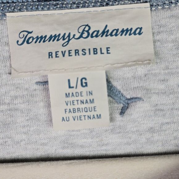 Tommy Bahama Fortuna Flip Abaco Mens Blue Large Reversible Pullover Logo Cotton - Picture 8 of 16